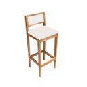 Ver imagem 4 de Kit 4 Banquetas Madeira Mel Bandada com Encosto Palha Rattan:Mel com Linho Cru