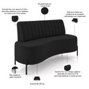 Ver imagem 4 de Sofá Chaise 2 Lugares Sala Living 135cm Pés Industrial Cayman K01 Veludo Preto - Lyam Decor