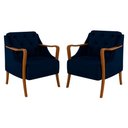 Ver imagem 1 de Kit 2 Poltronas Decorativas para Sala de Estar Capitonê Lapa M22 Veludo Azul Marinho - Mpozenato