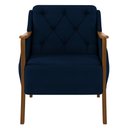 Ver imagem 3 de Kit 2 Poltronas Decorativas para Sala de Estar Capitonê Lapa M22 Veludo Azul Marinho - Mpozenato