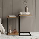 Ver imagem 4 de Kit 02 Mesas de Cabeceira Apoio Cama Canto Quarto Lille Design Industrial Amadeirado - Desk Design
