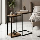 Ver imagem 2 de Kit 02 Mesas de Cabeceira Apoio Cama Canto Quarto Lille Design Industrial Amadeirado - Desk Design