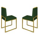 Ver imagem 1 de Conjunto Duas Cadeiras Sala Jantar Barcelona Dourado/veludo Cor:verde