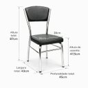 Ver imagem 5 de Cadeira Cozinha Reforço Cromada Assento Grosso Confortável Encosto Estofado Cor Preto Kit 6 Peças