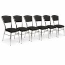 Ver imagem 2 de Cadeira Cozinha Reforço Cromada Assento Grosso Confortável Encosto Estofado Cor Preto Kit 6 Peças
