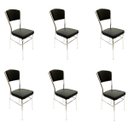 Ver imagem 1 de Cadeira Cozinha Reforço Cromada Assento Grosso Confortável Encosto Estofado Cor Preto Kit 6 Peç