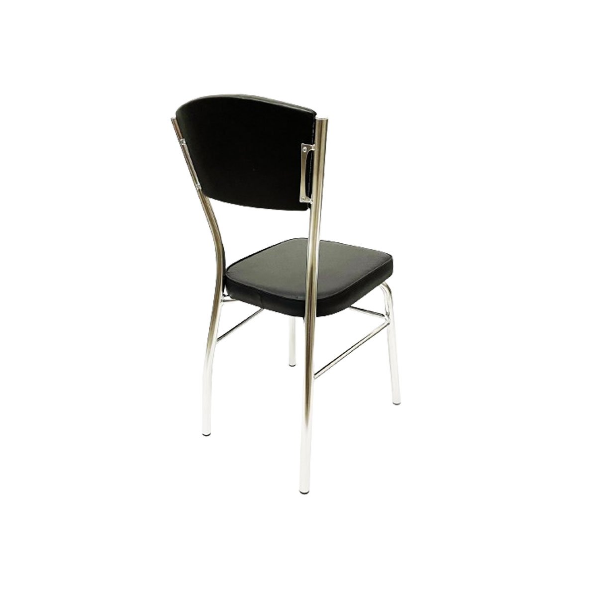 Cadeira Cozinha Reforço Cromada Assento Grosso Confortável Encosto Estofado Cor Preto Kit 6 Peç - 5