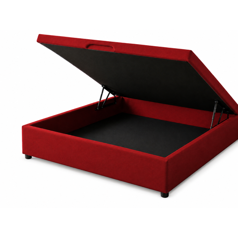 Cama Box Baú Casal com Encaixe para Colchão e Puxador Embutido:Vermelho