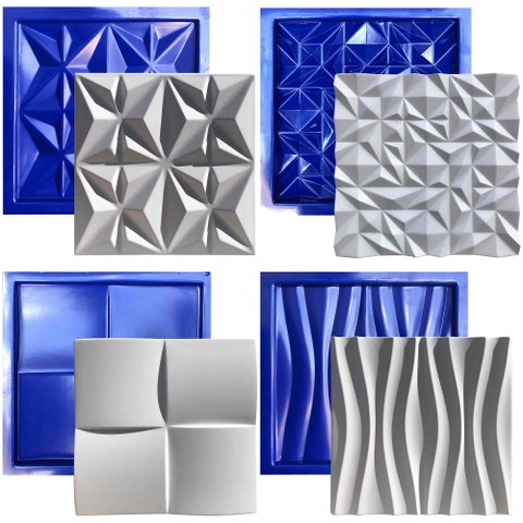 Conjunto 4 Formas 3d Gesso E Cimento Abs Azul 1mm 