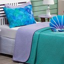 Ver imagem 4 de Kit Cobre Leito Colcha Solteiro Mermaid Tiffany/lilás Dupla Face com Almofadas Estampadas 05 Peças