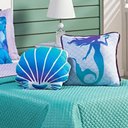 Ver imagem 6 de Kit Cobre Leito Colcha Solteiro Mermaid Tiffany/lilás Dupla Face com Almofadas Estampadas 05 Peças