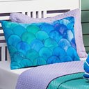 Ver imagem 5 de Kit Cobre Leito Colcha Solteiro Mermaid Tiffany/lilás Dupla Face com Almofadas Estampadas 05 Peças
