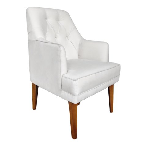 Cadeira Poltrona Decorativa Paris Retro Corino Branco Dominic Decor