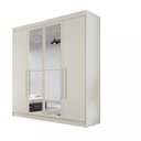 Ver imagem 2 de Guarda Roupa Solteiro com Espelho 4 Portas 3 Gavetas - Nantes-off White - Móveis Europa