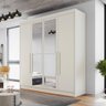 Guarda Roupa Solteiro com Espelho 4 Portas 3 Gavetas - Nantes-off White - Móveis Europa - 1