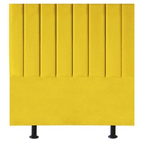 Cabeceira Estofada Cama Box Solteiro 90 Cm Taís Suede Amarelo