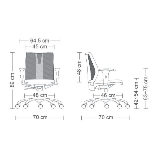 Cadeira Giratória Addit Ergonômica com Regulagem Back System NR17 Altura Inclinação Crepe Preta - 3