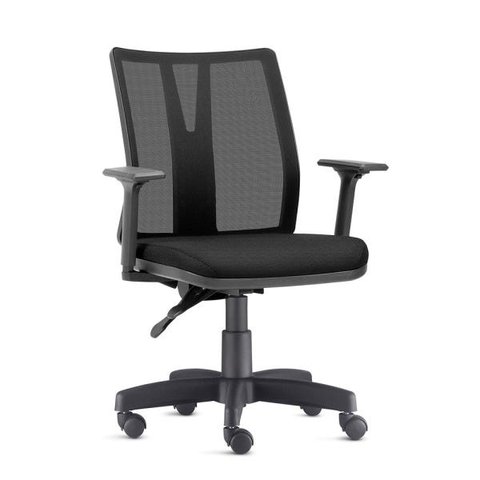 Cadeira Giratória Addit Ergonômica com Regulagem Back System Nr17 Altura Inclinação Crepe Preta
