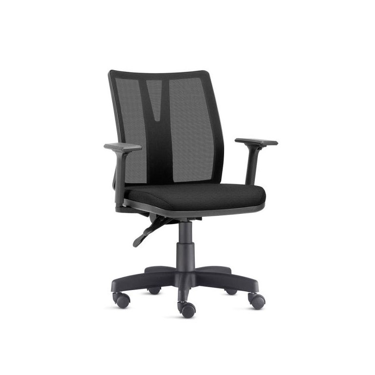 Cadeira Giratória Addit Ergonômica com Regulagem Back System Nr17 Altura Inclinação Crepe Preta