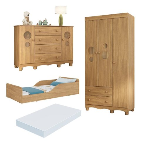 Quarto Infantil Completo com Minicama Montessoriana e Colchão Incluso Suspiro Multimóveis MP4828