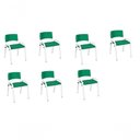 Ver imagem 1 de Kit 7 Cadeira Iso Infantil Creche, Base Branco Verde Escuro
