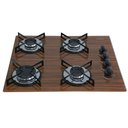 Ver imagem 2 de Cooktop Chamalar Bivolt Premium Ultra Chama 4 Bocas Vidro Temperado Amadeirado Escuro