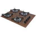 Ver imagem 1 de Cooktop Chamalar Bivolt Premium Ultra Chama 4 Bocas Vidro Temperado Amadeirado Escuro