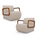 Ver imagem 1 de Kit 02 Poltronas Decorativas Orgânica Living Kavya Linho Bege - Desk Design