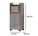 Ver imagem 3 de Armário Multiuso Cinza Organizador para Cozinha Balcão Microondas Jt