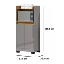 Ver imagem 3 de Armário Multiuso Cinza Organizador para Cozinha Balcão Microondas Jt