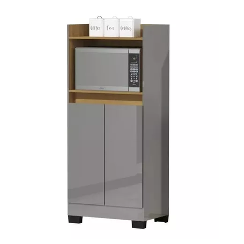 Armário Multiuso Cinza Organizador para Cozinha Balcão Microondas Jt