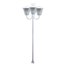 Poste Braço Curvo Luminária Romana Tripla Jardim Branco 3Mt Ouro Minas L052OM - 1
