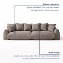 Ver imagem 4 de Sofá Cama Modular Orgânico Retrátil 4 Lugares Base Madeira Maciça 230 cm Marrocos