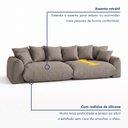 Ver imagem 6 de Sofá Cama Modular Orgânico Retrátil 4 Lugares Base Madeira Maciça 230 cm Marrocos