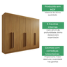 Guarda Roupa Casal 6 Portas 6 Gavetas Da Vinci D'Doro Cinamomo - 4