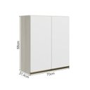 Ver imagem 3 de Armario Aereo 2 Portas Mdf 70 Cm Kali 12208 Bianco Toq Branco Uv Nicioli