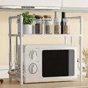 Ver imagem 3 de Rack Organizador Suporte para Micro-Ondas Prateleira Porta Temperos em Plástico e Metal para