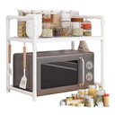 Ver imagem 1 de Rack Organizador Suporte para Micro-Ondas Prateleira Porta Temperos em Plástico e Metal para