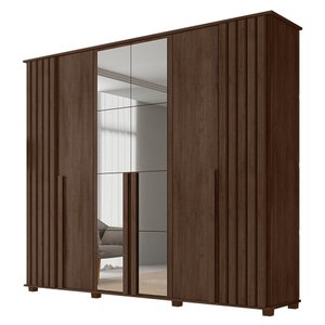 Guarda Roupa Casal com Espelho 6 Portas Amsterdã Rv Móveis Noce