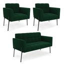 Ver imagem 1 de Namoradeira e 2 Poltronas Pé de Ferro Pto Elisa Bouclê Verde D03 - D'Rossi