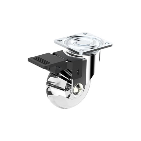 Rodízio Giratório Transparente com Freio Soprano 50mm