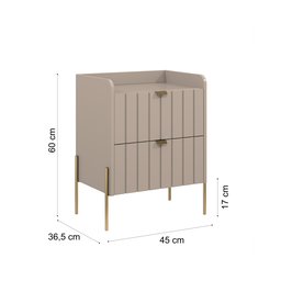 Mesa de Cabeceira Conect Moderna Moriah 45cm Puxador em Aço Dourado - 6