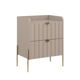 Mesa de Cabeceira Conect Moderna Moriah 45cm Puxador em Aço Dourado - 5