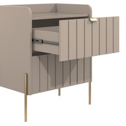 Mesa de Cabeceira Conect Moderna Moriah 45cm Puxador em Aço Dourado - 7