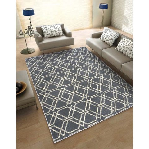 Tapete para Sala Soft Dama Cinza 1,50x2,00M - São Carlos