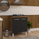 Ver imagem 3 de Balcão Armário de Cozinha Fran para Fogão Cooktop 4 Bocas Mobília Decor Savana Preto
