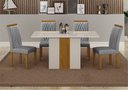 Ver imagem 1 de Conjunto Sala de Jantar Mesa Doha1,20m C/ 4 Cadeiras Moveis Leifer Off White/freijó Tampo Off White