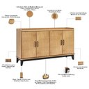 Ver imagem 5 de Aparador Buffet para Sala de Jantar 4 Portas 152cm Madeira Maciça Essenciale M06 Carvalho Preto -