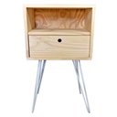 Ver imagem 3 de Mesa Lateral de Ferro e Madeira Industrial HairPin Dual Prateleira e Gaveta Natural e Branco