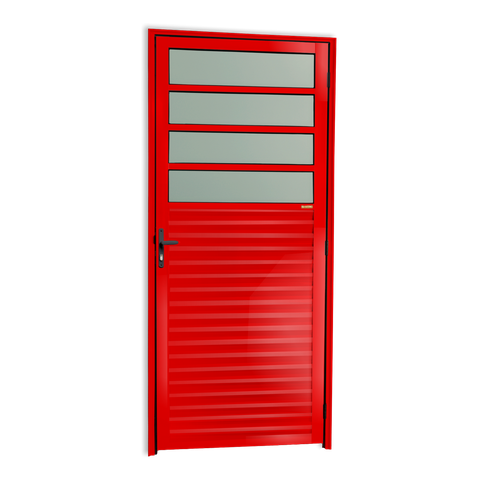 Porta de Cozinha Alumínio 86 Esq. V.Boreal Vermelho Brimak